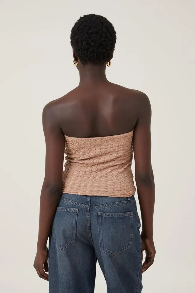 Women Tops Cotton On Nova Textured Tube Top Chestnut