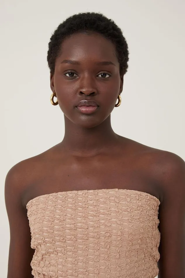 Women Tops Cotton On Nova Textured Tube Top Chestnut