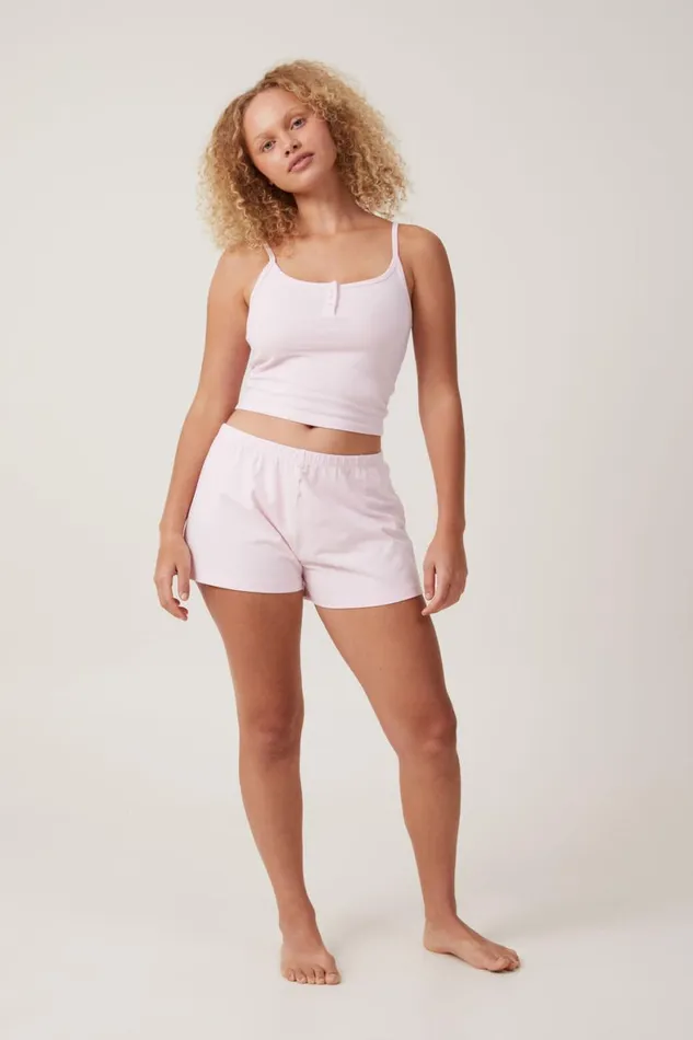 Women Tops Cotton On Peached Jersey Henley Cami Soft Rose