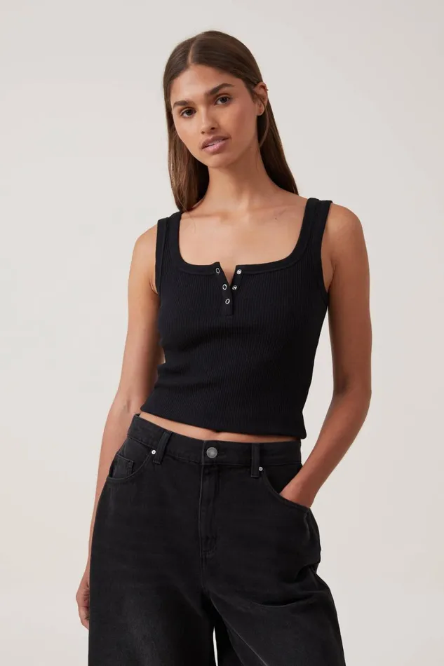 Women Tops Cotton On Rory Henley Tank Black