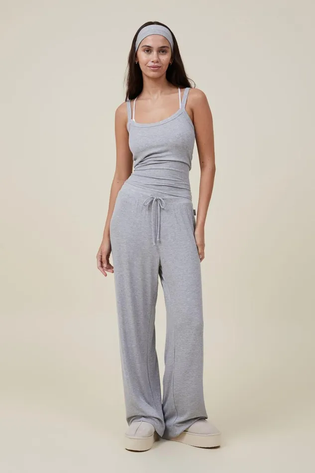 Women Tops Cotton On Sleep Recovery Scoop Neck Singlet Grey Marle Rib