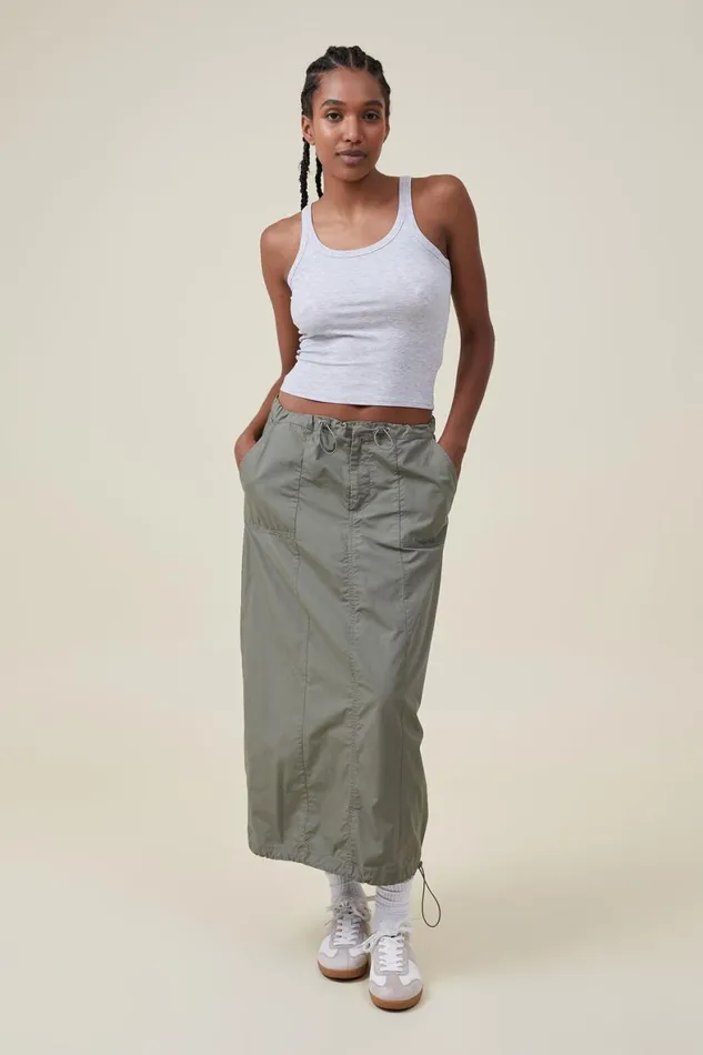 Women Tops Cotton On Staple Rib Scoop Neck Tank Grey Marle