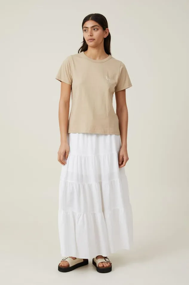 Women Tops Cotton On The 91 Classic Graphic Organic Tee Twemid Taupe