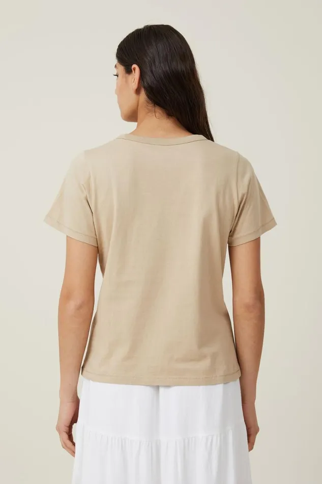 Women Tops Cotton On The 91 Classic Graphic Organic Tee Twemid Taupe
