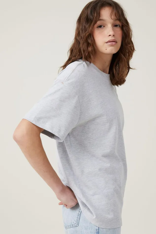 Women Tops Cotton On The Boxy Oversized Tee Grey Marle