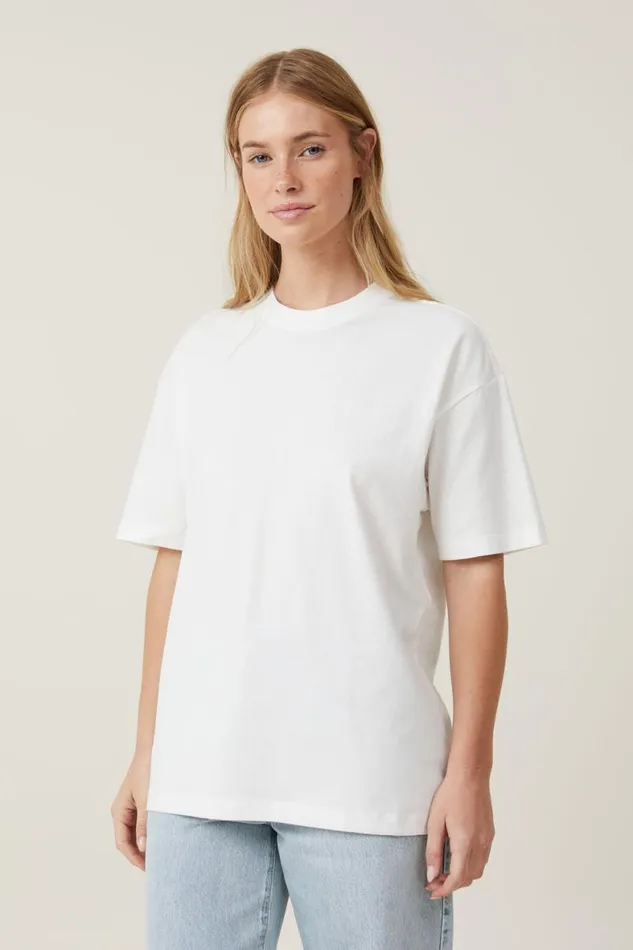 Women Tops Cotton On The Boxy Oversized Tee Vintage White