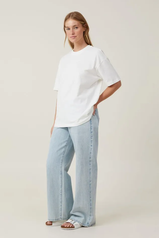 Women Tops Cotton On The Boxy Oversized Tee Vintage White