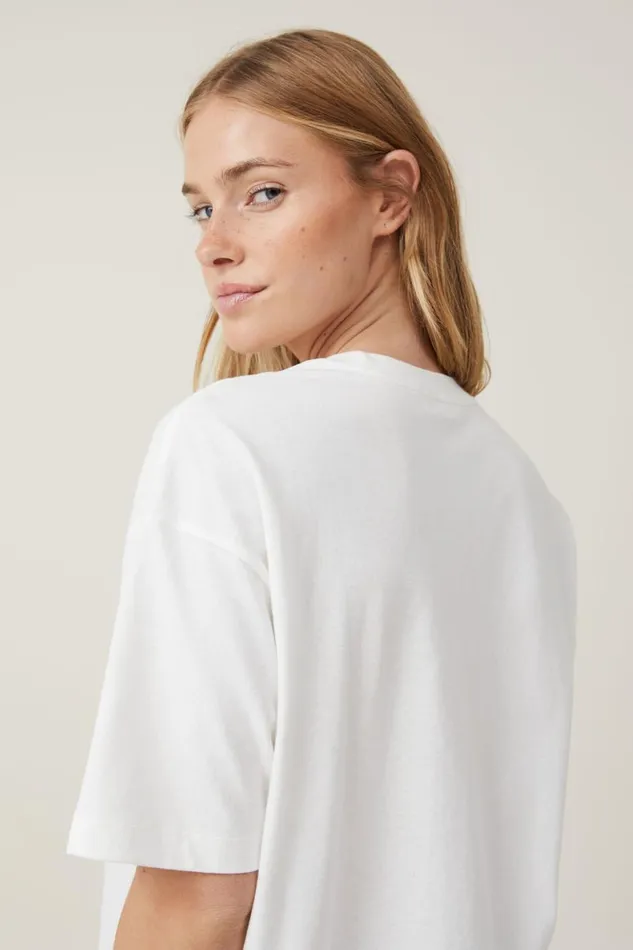 Women Tops Cotton On The Boxy Oversized Tee Vintage White