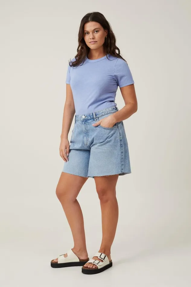 Women Tops Cotton On The Classic Organic Tee Washed Frosted Blue