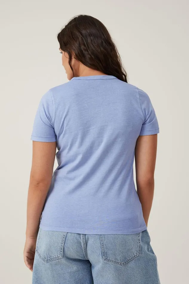 Women Tops Cotton On The Classic Organic Tee Washed Frosted Blue