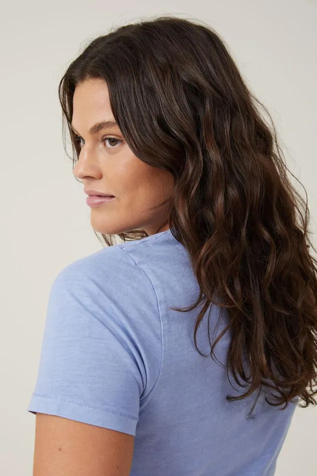 Women Tops Cotton On The Classic Organic Tee Washed Frosted Blue