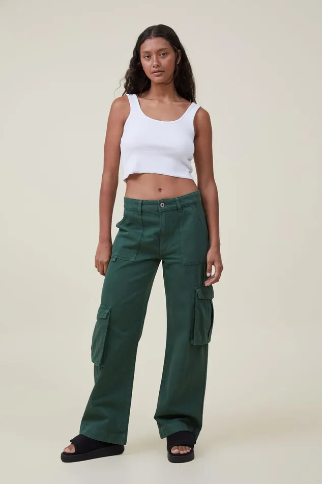 Women Tops Cotton On The One Organic Rib Crop Tank White