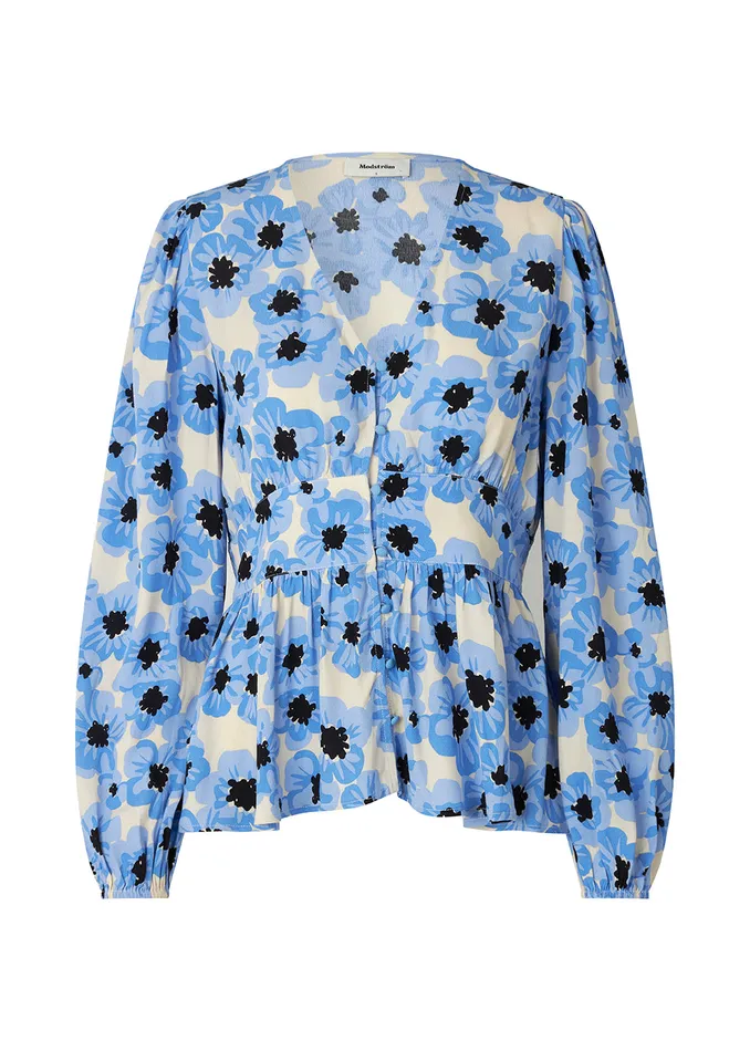 Women TorahMD Print Top Blue Pearl Flower Modstrm Tops