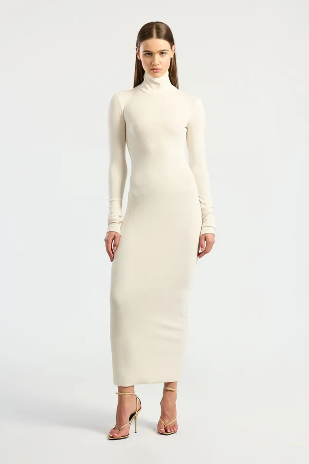 Women Verona Turtleneck Maxi Dress Bone COTTON CITIZEN Dresses Women Verona Turtleneck Maxi Dress Bone COTTON CITIZEN Dresses