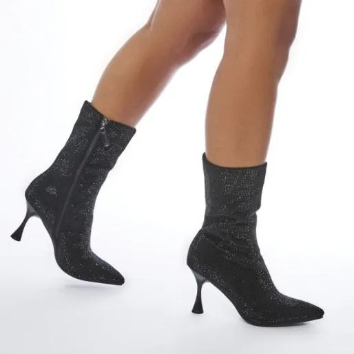Zayda Black Alcantara Women Moda In Pelle Ankle Boots Zayda Black Alcantara Women Moda In Pelle Ankle Boots