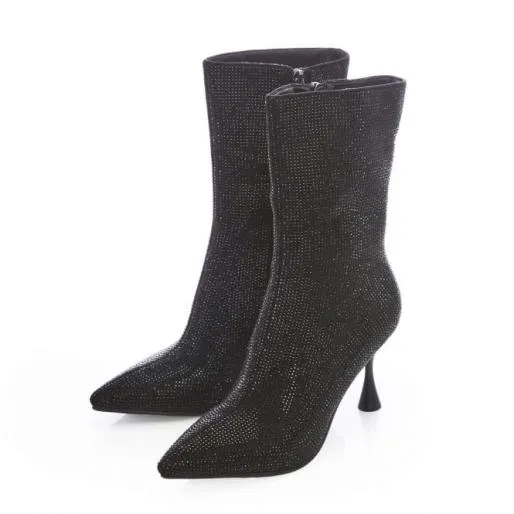 Zayda Black Alcantara Women Moda In Pelle Ankle Boots Zayda Black Alcantara Women Moda In Pelle Ankle Boots